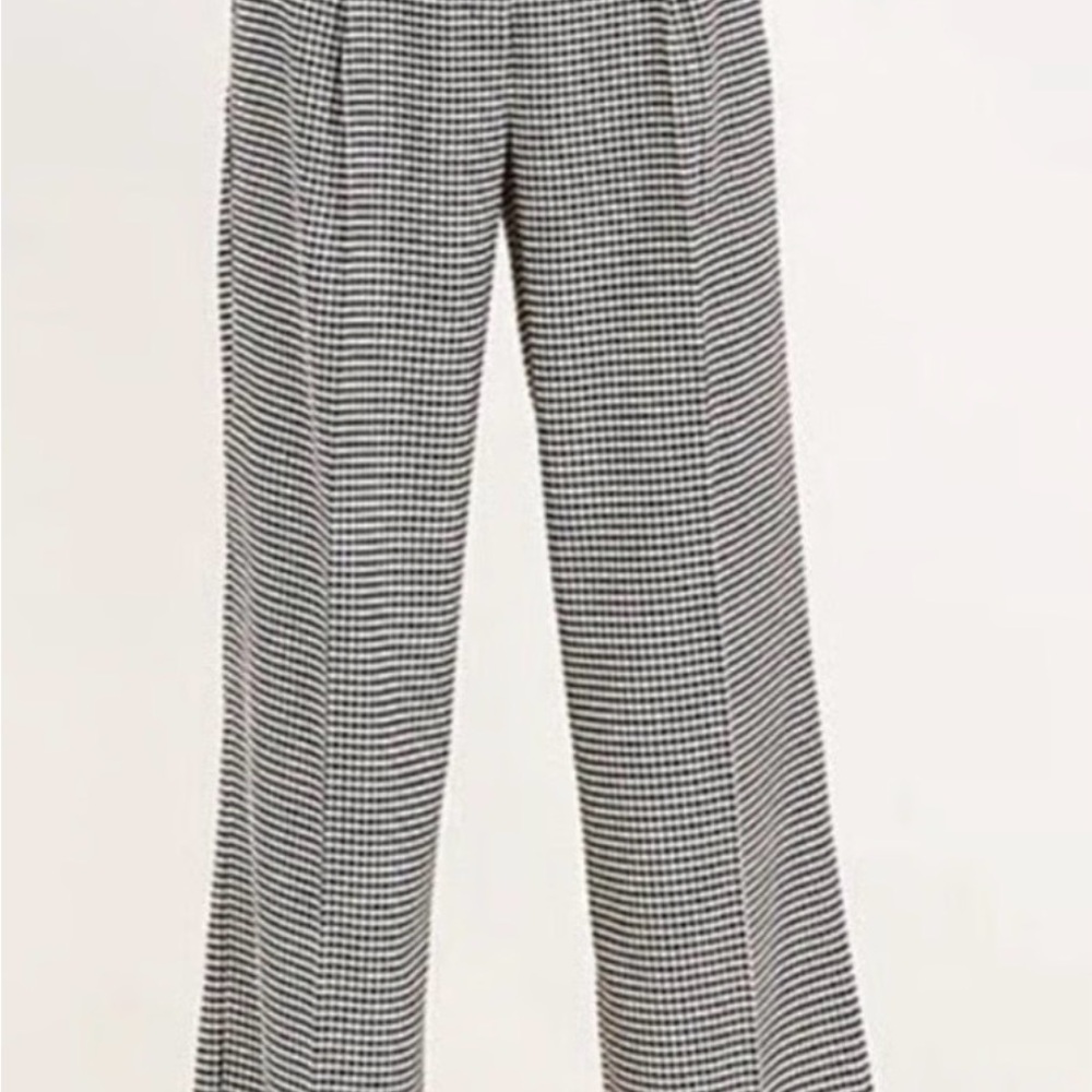 LOFT Black and White Houndstooth Wide Leg Pants